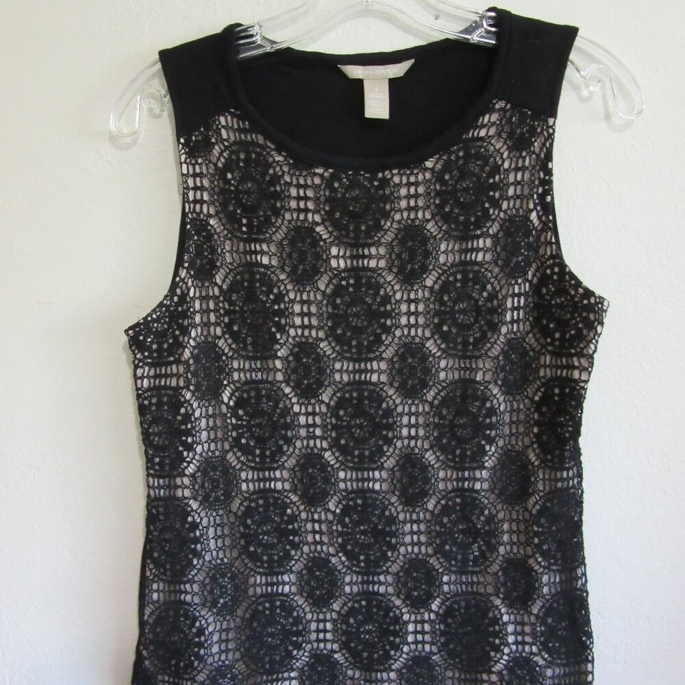 BANANA REPUBLIC Black Lace Pullover Sleeveless S Lined Blouse